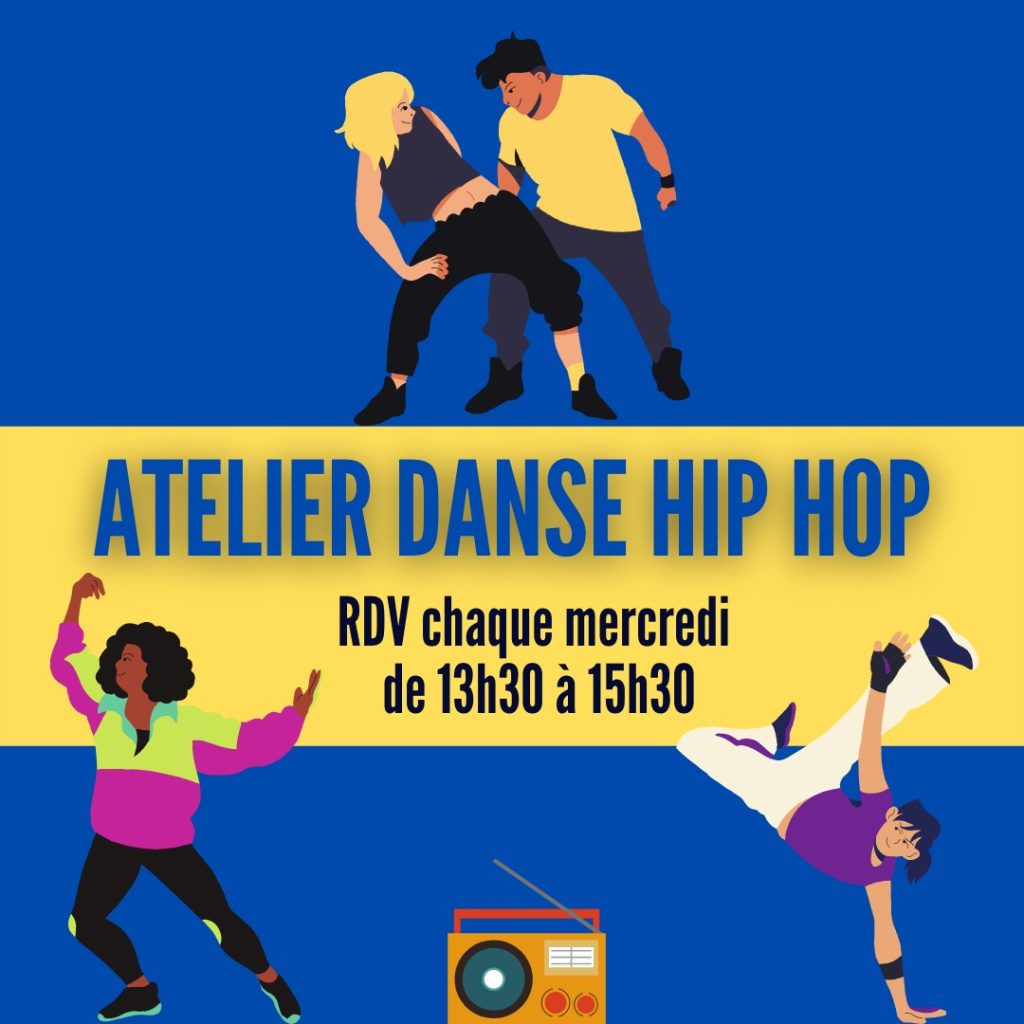 Participez à l'atelier danse hip hop de 13h30 à 15h00 le mercredi. 